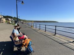 Quick bite of breakfast on the front at Filey